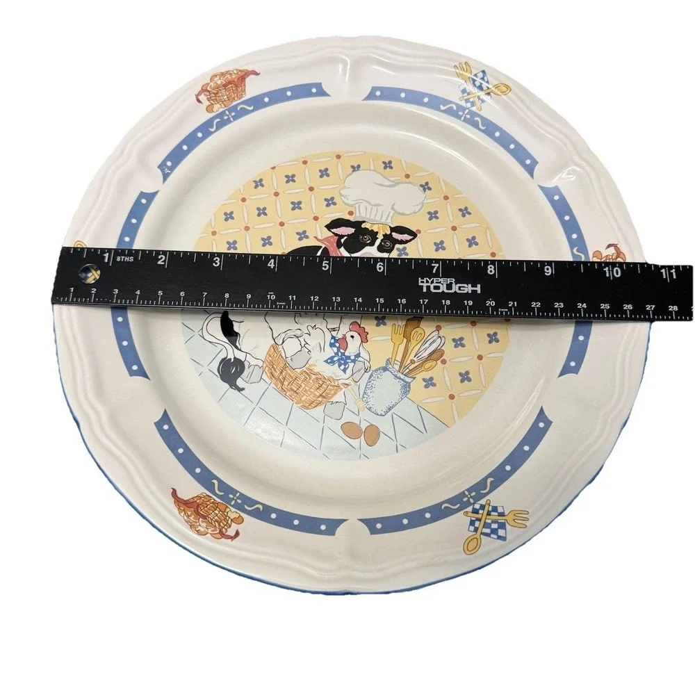Vintage Newcor Kitchen Kow Dinner Plates Set 4 Farm Cow Chicken 11
